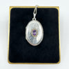 Vintage Sterling Silver Oval Amethyst Photo Locket Pendant & 22” Chain 925