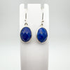 Chunky Lapis Lazuli Oval Drop Earrings on Shepherd Hooks in Sterling Silver 925