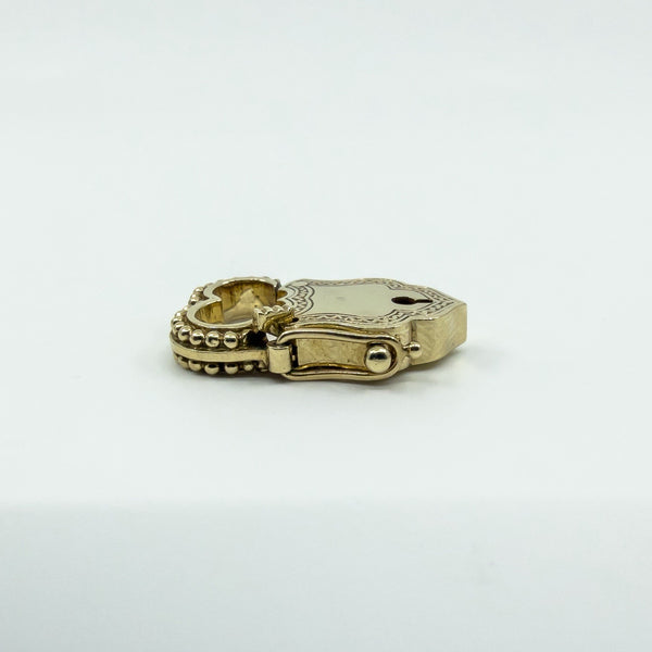 Chunky Vintage 9ct Gold Heart & Sheild Lock Padlock Pendant Charm 375 Birm 1995