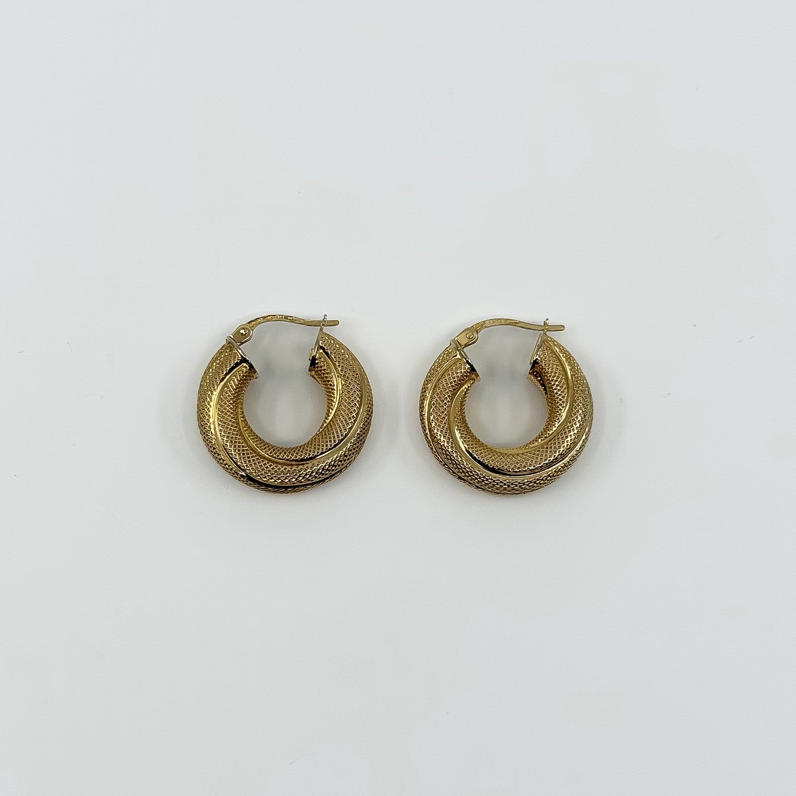 Vintage Chunky Twisted 9ct Gold Mesh Hoop Earrings 375