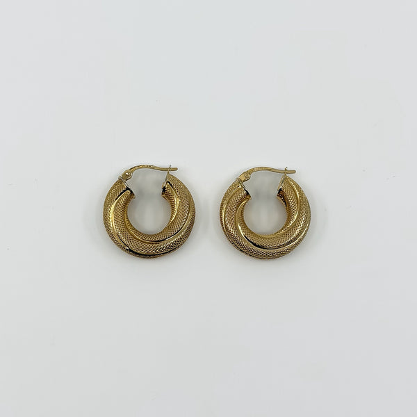 Vintage Chunky Twisted 9ct Gold Mesh Hoop Earrings 375