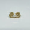 18ct Gold Gem Set Double Panther Head Ring Size O 750