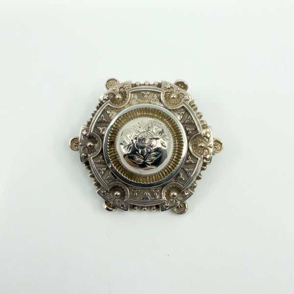 Antique Victorian Aesthetic Sterling Silver Brooch 925
