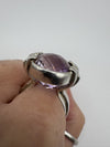 Huge Chunky Sterling Silver Amethyst Ring 925 Size M