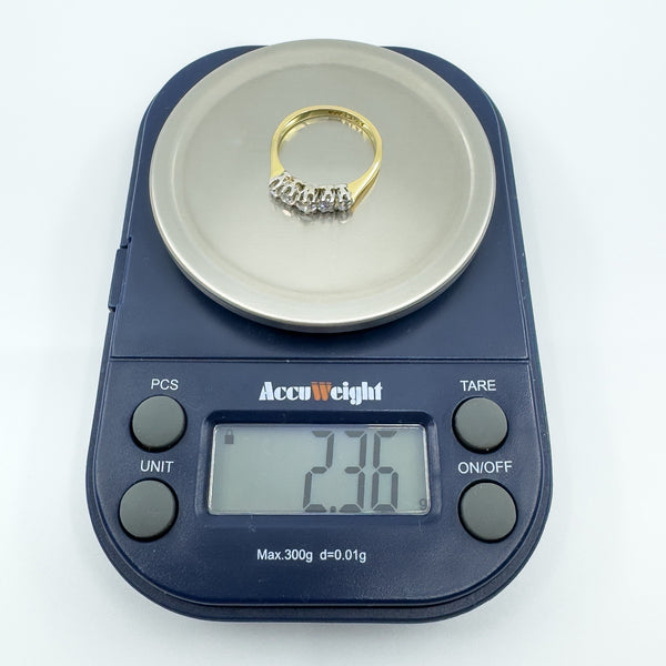 Antique 18ct Gold 0.50ct Diamond 5x Stone Ring 750 Size K