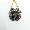 18ct Gold Ruby Sapphire & Diamond Double Sweetheart Bow Pendant & Necklace 750