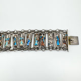 RARE Vintage Antique Silver Chinese People Enamelled Bracelet - 8x Immortals 16g