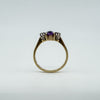 Vintage 9ct Gold 0.60ct Amethyst & Diamond Trilogy Ring 375 Size O Engagement