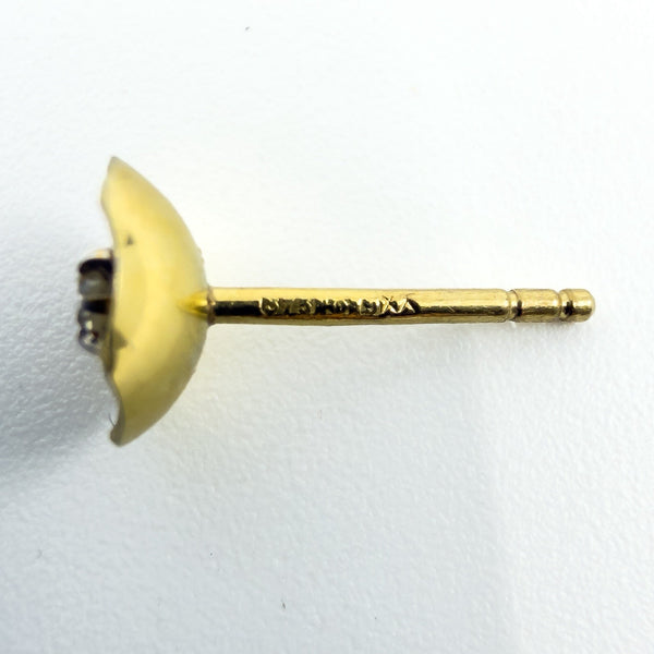 Vintage 9ct Gold Tiny Diamond Solitaire Stud Earrings 375 (1978)