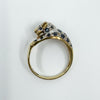 Vintage 9ct Gold Sapphire & Diamond Panther Ring Size O 
