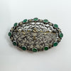 Antique 1.8ct Natural Emerald & Rose Cut Diamond 18ct Gold Brooch