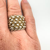 Chunky Vintage 5 Row Keeper Ring in Sterling Silver Size W - X Unisex Heavy 15g