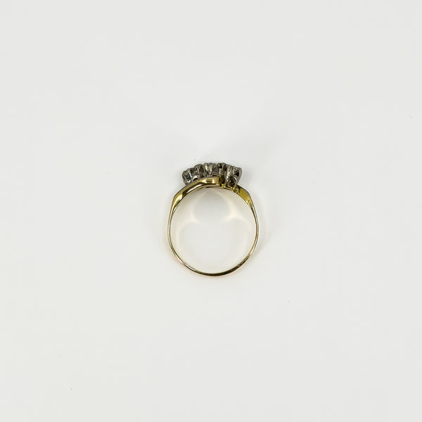 Vintage 18ct Gold & Platinum 0.45ct Diamond Trilogy Ring 750 Size K