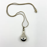 Vintage Sterling Silver Tear Drop Perfume Poison Bottle Pendant & 16" Chain 925