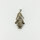 Large Chunky Sterling Silver Vintage Articulated Rag Doll Gem Set Pendant 925