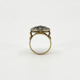 Antique Edwardian 14ct Gold Rose Cut Diamond & Sapphire Bombe Ring 585 Size O P