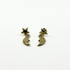 Vintage 9ct Gold Celestial Moon & Star Dangle Drop Earrings 375