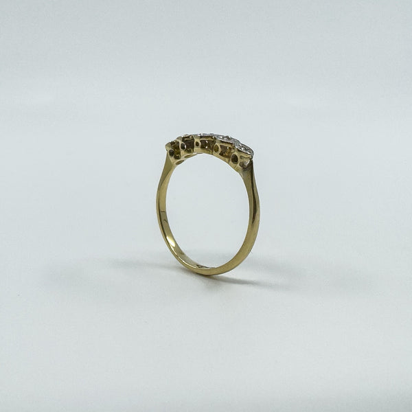 Vintage 18ct Gold Diamond 5x Stone Engagement Ring 750 Size K