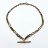 Antique 9ct Rose Gold 17.” Albert Chain Necklace Double Dog Clip T-Bar Charm 375