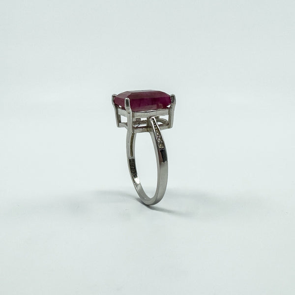 Large Sterling Silver 4.00ct Natural Ruby Solitiare Ring 925 Size K - L