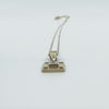 Modernist Square CZ Pendant & 18” Chain / Necklace 925