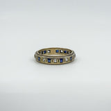 Vintage 9ct Gold Blue & White Spinel Full Eternity Band / Ring Size Q
