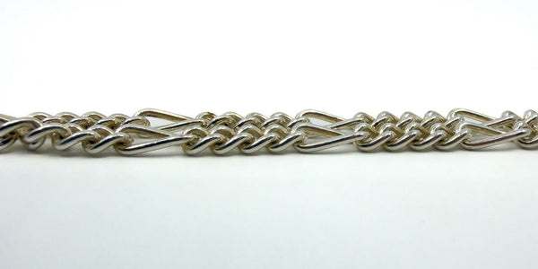 Vintage Sterling Silver 18” Figaro Chain Dog Clip & T-Bar Pendant 925