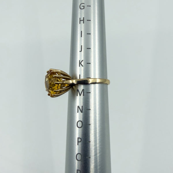 Vintage 9ct Gold 4.40ct Citrine Solitaire Cocktail Ring 375 Size K - L Birm 1992