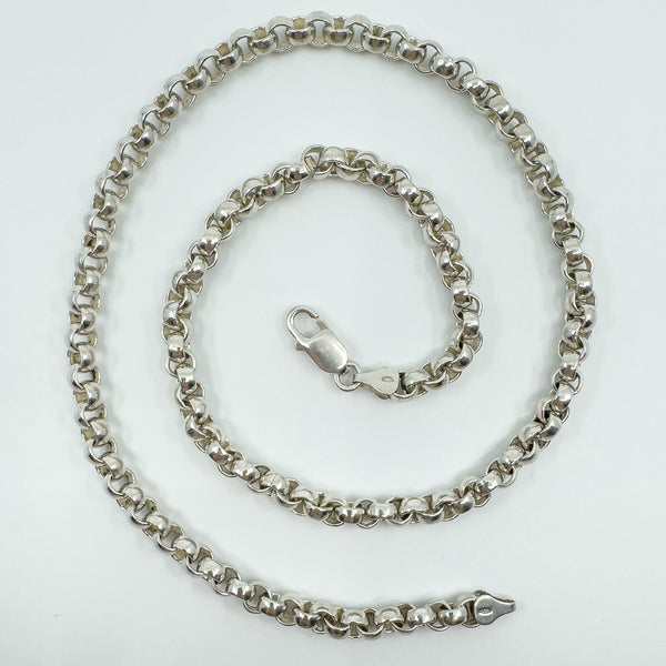 Chunky Sterling Silver 22.5” Rolo Belcher Links Chain 925 Heavy 58g Unisex