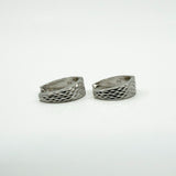 9ct White Gold Small Diamond Cut Huggie Hoop Earrings 375
