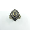 Sterling Silver Natural Diamond Navette Cocktail Ring 925 Size N - O