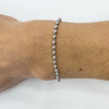 Sterling Silver Diamond Cut Beaded Ball Adjustable Toggle Bracelet 925