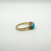 Unusual Diamond & Blue Stone Trilogy Ring in Sterling Silver 925 Size L - M