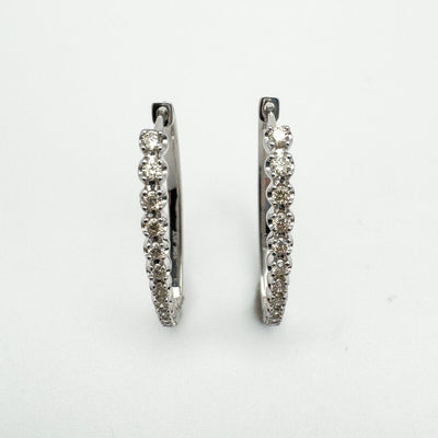 10ct White Gold Large Diamond Hoop Earrings
