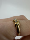 Antique 18ct Gold Diamond & Sapphire Boat Ring 750 Size M - N