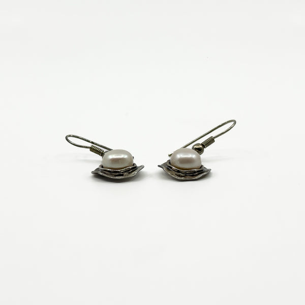 Sterling Silver Cultured Pearl Drop Sheperd Hook Earrings 925