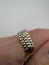 Gold on Sterling Silver Rolex Pattern Band Diamond Ring 925 Size R