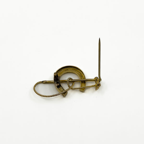 Antique Victorian 9ct Gold Lucky Horseshoe & Crop Brooch 375 (Chester 1891)