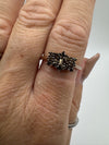 New Cognac Diamond Boat Ring Rose Gold Vermeil overlay in Sterling Silver