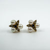 Vintage 9ct Gold Pearl Diamond & Sapphire Stud Earrings