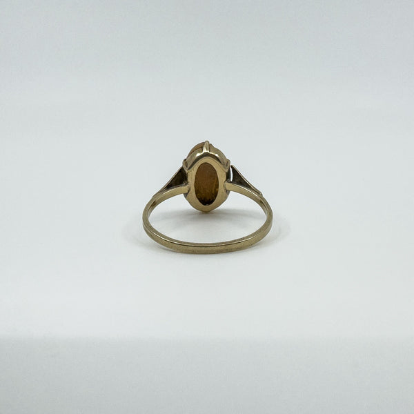 Vintage 9ct Gold Small Left Facing Carved Cameo Ring 375 Size P 