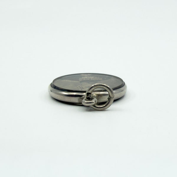 Small Antique Sterling Silver Double Sided Glass Photo Locket 925 (Birm 1899)