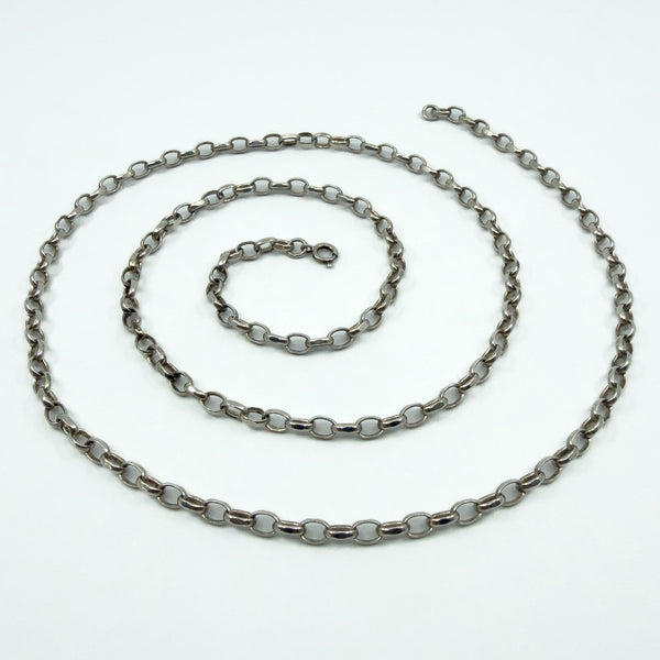 Vintage Sterling Silver 30.5” Belcher Links Chain / Necklace 925