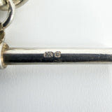 Vintage 1941 Sterling Silver 20" Albert Curb Chain & T-Bar Pendant 925