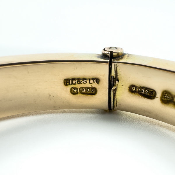 Antique 9ct Rose Gold Oval Ivy Engraved Hinged Bangle Bracelet 375 Chester 1898