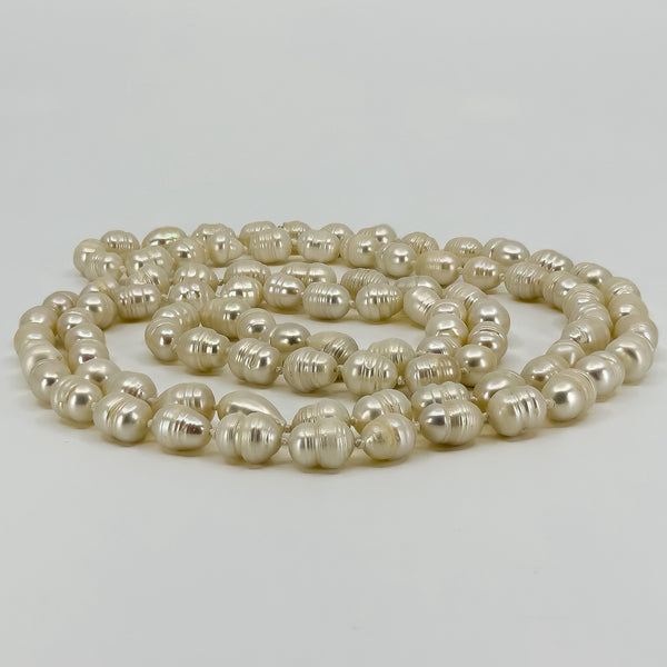 Extra Long Chunky Freshwater White Pearl 42" Necklace