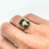 Vintage 10ct Gold Masonic Black Onyx Signet Ring 375 Size V - W intial G