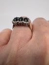 Vintage 9ct Gold 1.14ct Diamond & Sapphire Trilogy Ring Size K - L (London 1989)
