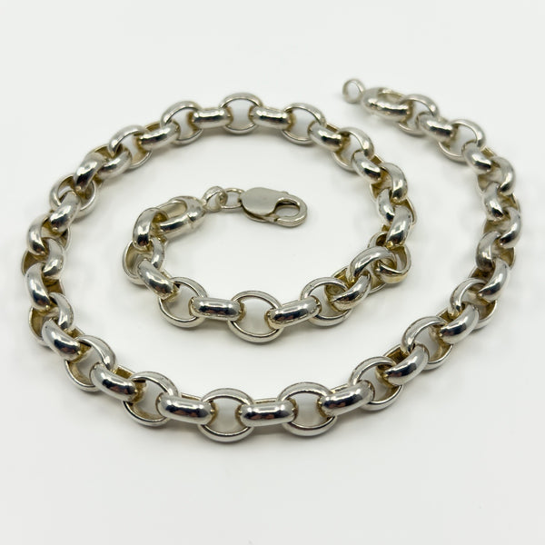 Chunky Sterling Silver 18.5” Belcher / Oval Links Chain 925 Heavy 102g Unisex
