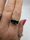 Vintage 9ct Gold 1.60ct Diamond & Sapphire Trilogy Ring Size M - N 